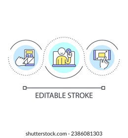 Invisible user interface loop concept icon. App interactions. Web usability. Ux design principle abstract idea thin line illustration. Isolated outline drawing. Editable stroke. Arial font used