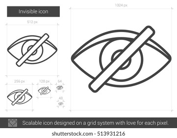 Invisible vector line icon isolated on white background. Invisible line icon for infographic, website or app. Scalable icon designed on a grid system.