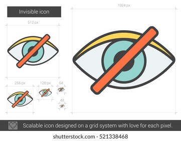 Invisible vector line icon isolated on white background. Invisible line icon for infographic, website or app. Scalable icon designed on a grid system.