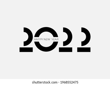 Invitation with 2022 icon sign. Logo minimal Happy New Year Graphic vector illustration. Decoration for new year holidays. Vector illustration with black label isolated on white background.