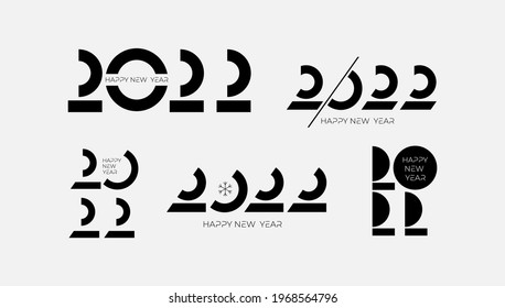 Invitation with 2022 icon sign. Set of logo minimal Happy New Year Graphic vector illustration. Decoration flat for new year holidays. Vector illustration with black label isolated on white background