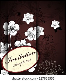 invitation with abstract floral background