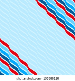 Invitation with abstract geometric pattern, vector background in red and blue colors.
