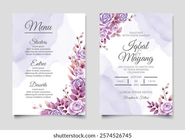 Invitation with Abstract Vector Floral Card. Illustrator and designer. Wedding Invites, save the date, Birthday Invites, Video Invites, E-Cards.