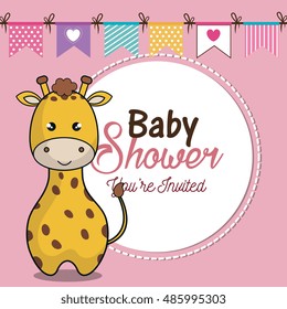 Baby Shower Girl Cute Giraffe Stock Vector (Royalty Free) 685897285 ...