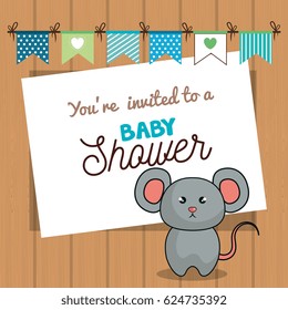 invitation baby shower card with mice desing