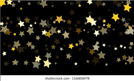  Invitation Background. Banner, Greeting Card, Christmas and New Year card,  Postcard, Packaging,Textile Print. Abstract Background with Many Random Falling Golden Stars Confetti .