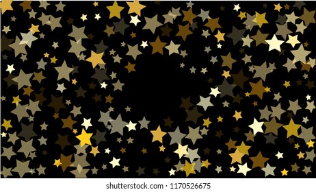  Invitation Background. Banner, Greeting Card, Christmas and New Year card,  Postcard, Packaging,Textile Print. Abstract Background with Many Random Falling Golden Stars Confetti .
