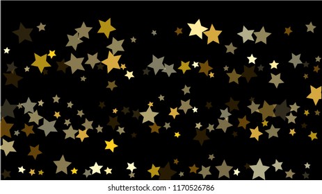  Invitation Background. Banner, Greeting Card, Christmas and New Year card,  Postcard, Packaging,Textile Print. Abstract Background with Many Random Falling Golden Stars Confetti .