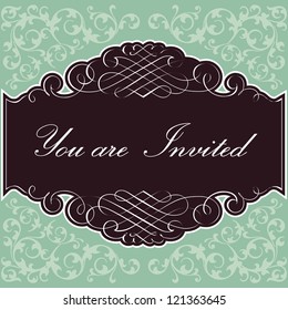Invitation Background - Invitation card design with scrolls and calligraphy designs.