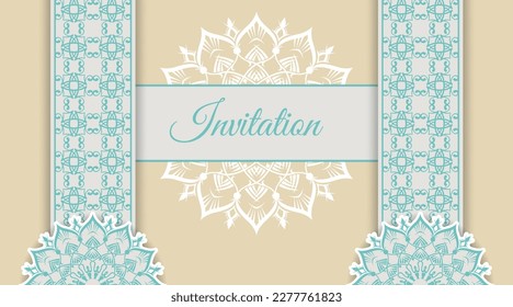 Antecedentes de la invitación, con patrones de mandala y adornos