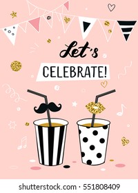 Invitation background on party time with 'Let's celebrate!' title