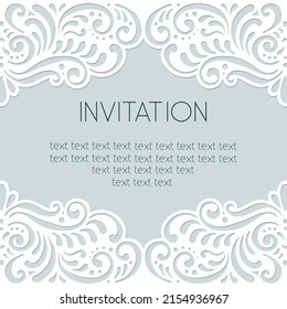 Invitation background with openwork ornamental pattern, vector.