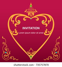 Invitation background template design vector and frame border in vintage art style decoration illustration eps 10