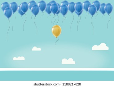INVITATION BALLONS BLUE AND YELLOW