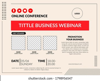 Invitation Banner To The Online Conference. Business Webinar Invitation Design.