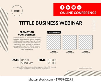 Invitation banner to the online conference. Business webinar invitation design.