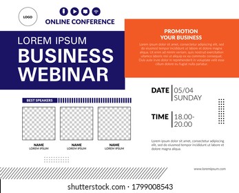 Invitation Banner To The Online Conference. Business Webinar Invitation Design.