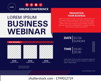 Invitation Banner To The Online Conference. Business Webinar Invitation Design.