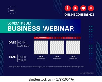 Invitation Banner To The Online Conference. Business Webinar Invitation Design.