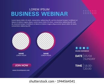  Invitation banner to the online conference. Business webinar invitation design.