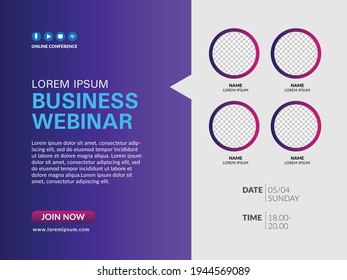  Invitation Banner To The Online Conference. Business Webinar Invitation Design.