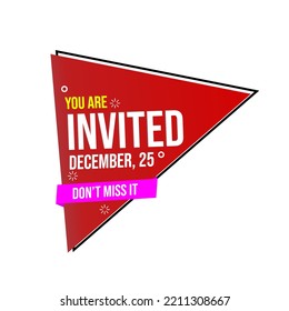 invitation banner with save the date text. memphis theme and yellow background.rectangular shape badge