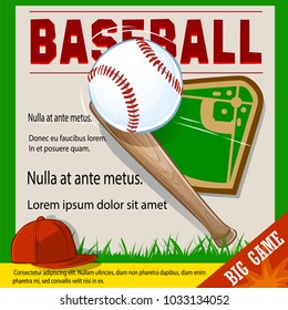 Invitation to the baseball game. Flyer or banner template. Vector.