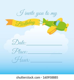 invitation birthday design over sky background vector illustration   