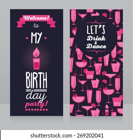 Invitation For Birthday Party, Can Be Used As Flyer For Bachelor Party In Night Club, Vector Illustration
