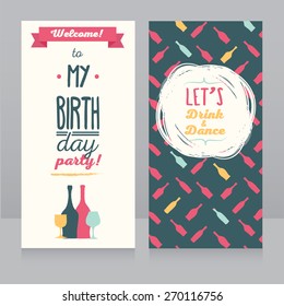 invitation for birthday party, can be used as flyer for wine degustation, vector illustration