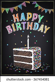 Happy Birthday Hand Lettering Typography Template For Posters Greeting Cards Prints Balloons Party Decorations Black