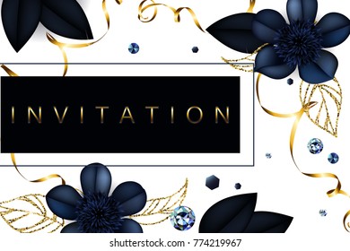 Invitation with black flowers