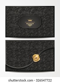 Invitation Black And Gold Envelope With Wax Seal