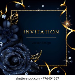 Invitation with black roses