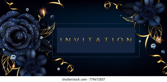 Invitation with black roses