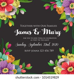 invitation with blossom flower border