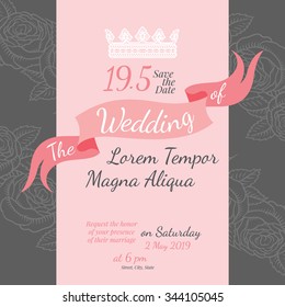 Invitation bridal shower card with rose flower vector template - for invitations, flyers, postcards, cards and so on