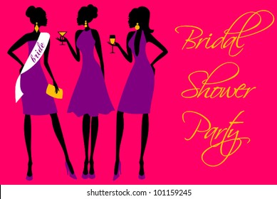 Invitation For A Bridal Shower Party In Bright Colors.