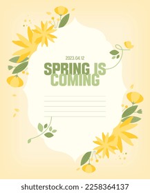 Invitation to the Bright Spring Flower Frame 
