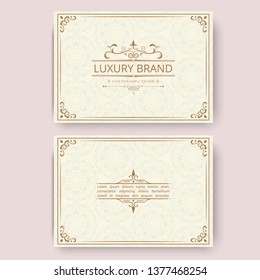 Invitation, business card or banner with text template. Round floral vector ornament. Lace. National pattern. Islam, Arabic, Indian, turkish, pakistan, chinese, ottoman motifs.