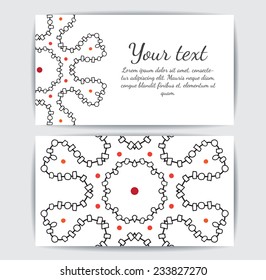 Invitation, business card or banner with text template. Round floral vector ornament. Lace. National pattern.
