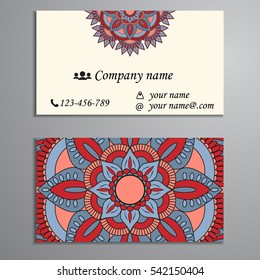 Invitation, business card or banner with text template. Round floral vector ornament. Lace. National pattern.  Islam, Arabic, Indian, turkish, pakistan, chinese, ottoman motifs.