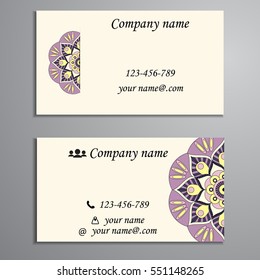 Invitation, business card or banner with text template. Round floral vector ornament. Lace. National pattern. Islam, Arabic, Indian, turkish, pakistan, chinese, ottoman motifs.
