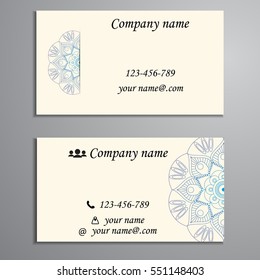 Invitation, business card or banner with text template. Round floral vector ornament. Lace. National pattern. Islam, Arabic, Indian, turkish, pakistan, chinese, ottoman motifs.