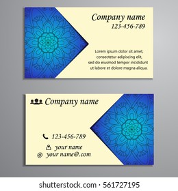 Invitation, business card or banner with text template. Round floral vector ornament. Lace. National pattern. Islam, Arabic, Indian, turkish, pakistan, chinese, ottoman motifs.