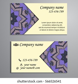 Invitation, business card or banner with text template. Round floral vector ornament. Lace. National pattern.  Islam, Arabic, Indian, turkish, pakistan, chinese, ottoman motifs.