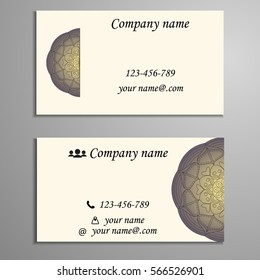 Invitation, business card or banner with text template. Round floral vector ornament. Lace. National pattern.  Islam, Arabic, Indian, turkish, pakistan, chinese, ottoman motifs.