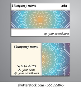 Invitation, business card or banner with text template. Round floral vector ornament. Lace. National pattern. Islam, Arabic, Indian, turkish, pakistan, chinese, ottoman motifs.