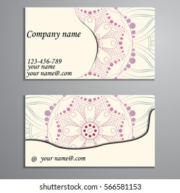 Invitation, business card or banner with text template. Round floral vector ornament. Lace. National pattern.  Islam, Arabic, Indian, turkish, pakistan, chinese, ottoman motifs.